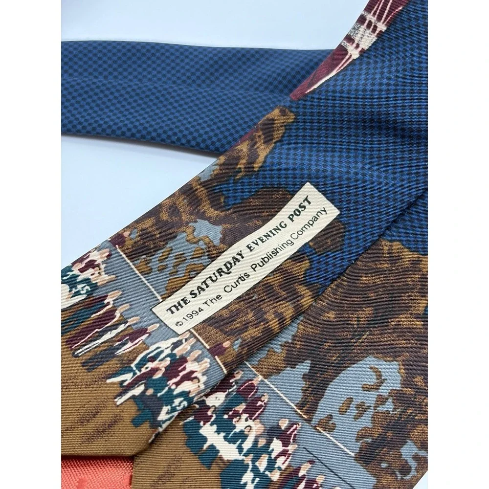 Norman Rockwell, Vintage, Saturday Evening Post 'Coin Toss' Football Silk Tie